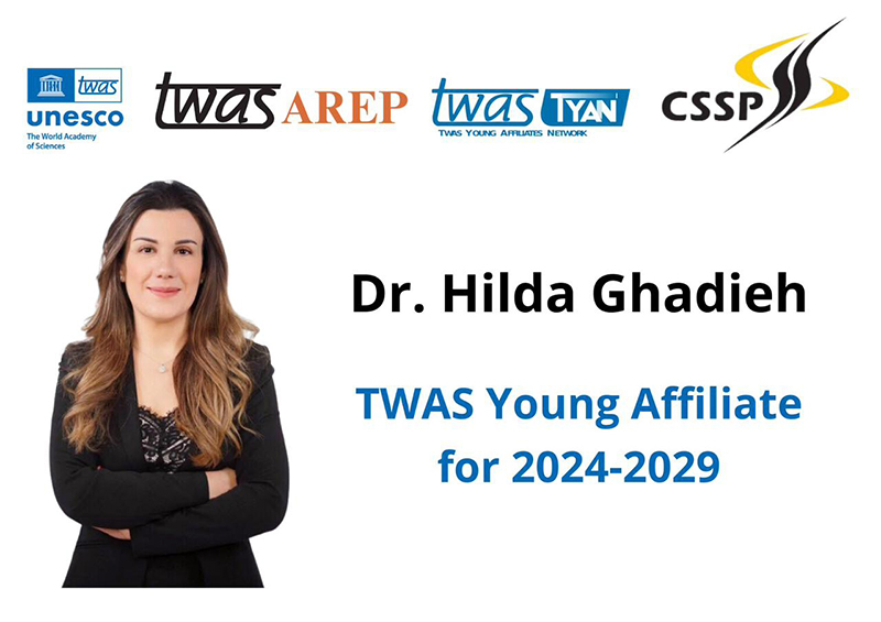 Dr. Hilda Ghadieh Selected as TWAS Young Affiliate for 2024–2029